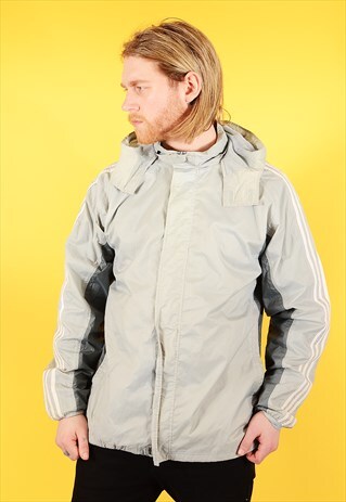 VINTAGE ADIDAS JACKET MESH LINING LIGHT GREY