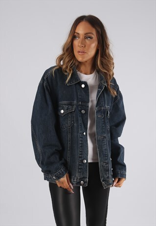 VINTAGE DENIM JACKET OVERSIZED FITTED UK 16 XL (JR3I)