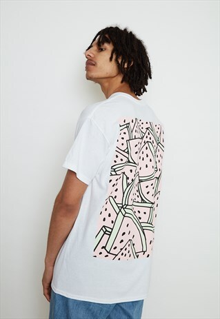 MULTI MELON BACK PRINT WHITE TEE