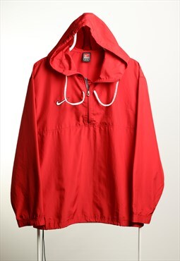 Vintage Nike 1/2 zip Hooded Shell Jacket Red