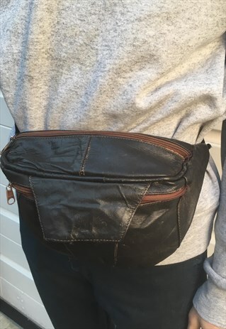 UNISEX VINTAGE BROWN LEATHER FESTIVAL BOHO BUMBAG HAND BAG