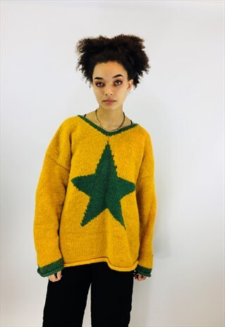 VINTAGE MUSTARD WOOL KNIT JUMPER