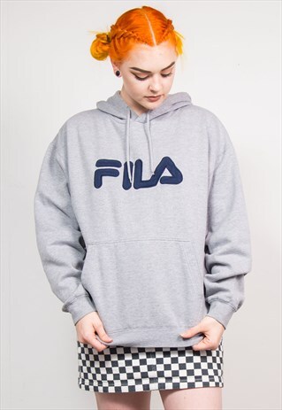 90'S VINTAGE FILA GREY HOODIE SWEATSHIRT