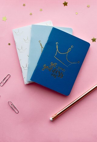 3 MINI NOTEBOOKS POCKET SIZED SET BLUE, HERITAGE GREY, WHITE