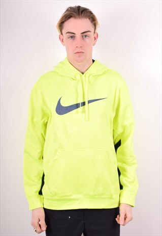 NIKE MENS VINTAGE HOODIE JUMPER LARGE YELLOW 90S