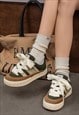 RETRO SUEDE SNEAKERS CHUNKY SOLE TRAINERS PREPPY SHOES GREEN