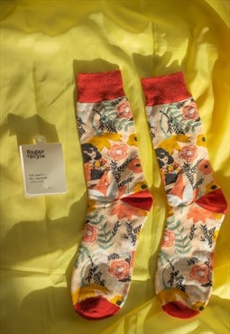 Flower Babe Illustrated Long Length Socks