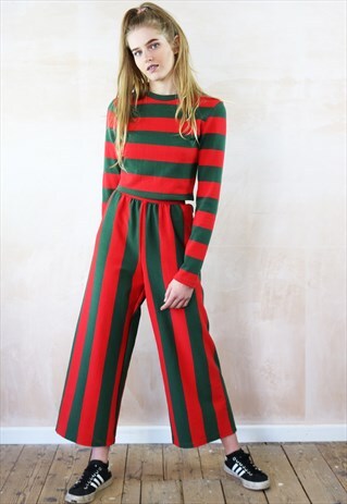 RED N GREEN QUEEN CROP PANTS & JUMPER CO-ORDINATES