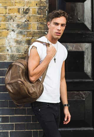 THE GREY LEATHER CITY BACKPACK