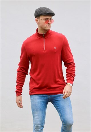 BURBERRY 1/4 ZIP USA LUST RED SWEATSHIRT