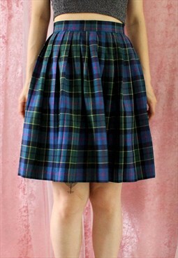Vintage Skirt Y2K Wool  XS B204 Grid 