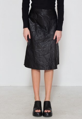 VINTAGE BLACK LEATHER MINI SKIRT