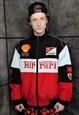 F1 motorcycle jacket multi patch Ferrari Racing bomber red