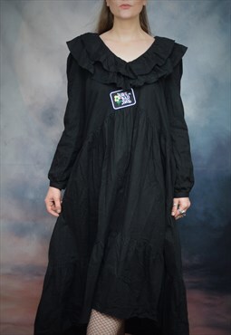 Reworked black frilly dress regency gothic ruffle vampire
