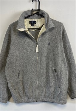 Vintage Grey Ralph Lauren Fleece Jacket Men's Medium