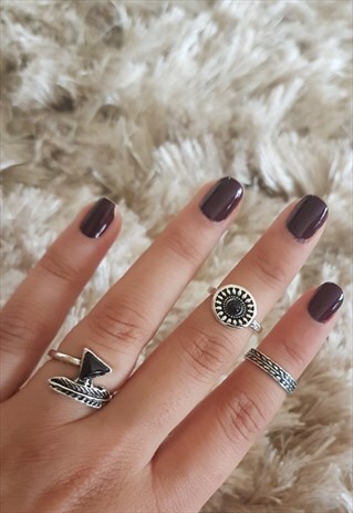 SILVER SET OF 3 BOHEMIAN RINGS