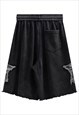 RETRO BASKETBALL BOARD SHORTS BLACK PATCHWORK SKATER PANTS