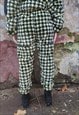 HOUND TOOTH FLEECE JOGGERS DETACHABLE HANDMADE Y2K OVERALLS