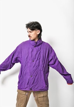 Retro 90s light parka coat purple colour Spring fall hooded