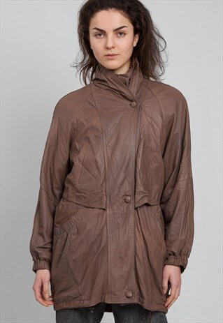 VINTAGE BROWN LEATHER COAT