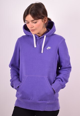 NIKE WOMENS VINTAGE HOODIE JUMPER SMALL PURPLE 90S