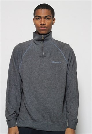VINTAGE CHAMPION 1/4 ZIP SWEATSHIRT GREY