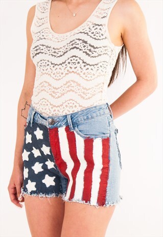 VINTAGE AMERICANA PAINTED SHORTS