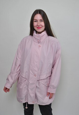 90S MINIMALIST PARKA JACKET . VINTAGE PINK PARKA JACKET CUTE