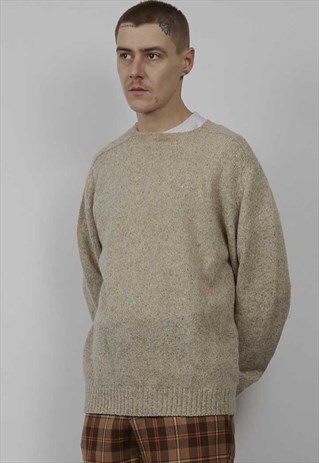 VINTAGE 90'S BEIGE KAPPA LOGO KNITTED JUMPER