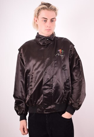 MENS VINTAGE VARSITY JACKET LARGE BLACK 90S
