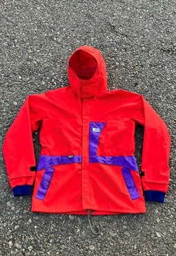 MENS gore tex RAINCOAT red purple L 90s hood unused