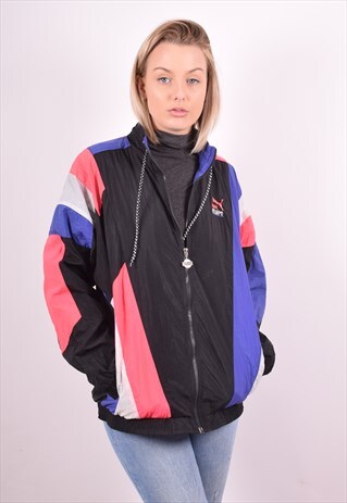 PUMA WOMENS VINTAGE TRACKSUIT TOP JACKET LARGE MULTI 90S
