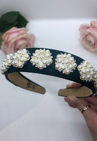 CECESCROWNS EMERALD GREEN EMBELLISHED HEADBAND
