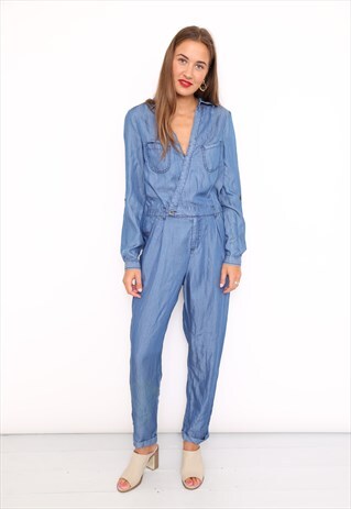 VINTAGE 90S BLUE DENIM CATSUIT JUMPSUIT
