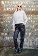 VINTAGE BLACK LEATHER TROUSERS 1980S PEGS