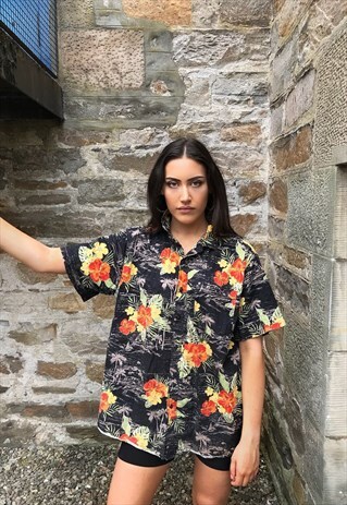 VINTAGE CRAZY PRINT COLOURFUL FESTIVAL HAWAIIAN SHIRT