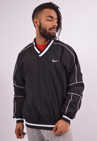 NIKE MENS VINTAGE PULLOVER JACKET MEDIUM BLACK 90S