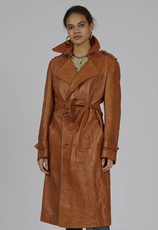 VINTAGE 70'S MAXI OVERSIZED CAMEL LEATHER COAT