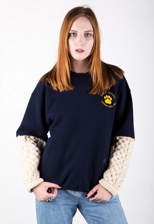 REWORKED VINTAGE ARAN SLEEVE SWEATER