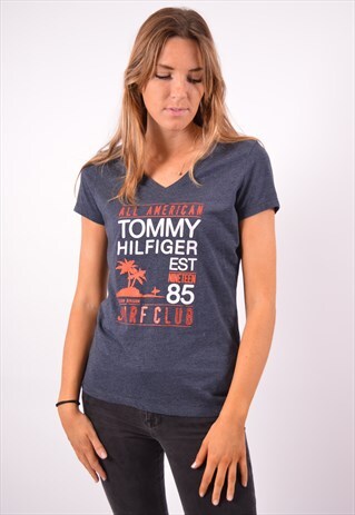 VINTAGE TOMMY HILFIGER T-SHIRT TOP BLUE