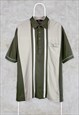 Vintage Gabicci Green Striped Polo Shirt Patterned XL