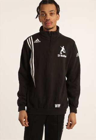 VINTAGE ADIDAS EMBROIDERED LOGO 1/4 ZIP SWEATSHIRT