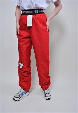 Red waterproof pants, vintage skiing yachting rain trousers