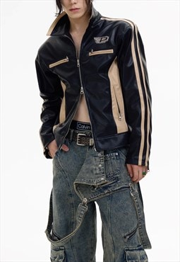 Men's Embroidered PU leather jacket A VOL.1