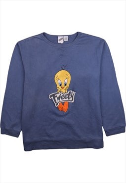 Warner Bros 90's Tweety Crew Neck Sweatshirt Large Blue