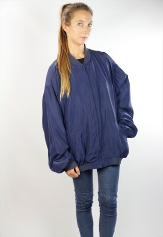 BLUE BOMBER JACKET / SILK / BALLOON JACKET