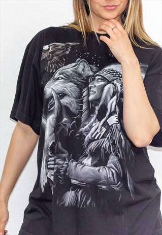 VINTAGE OVERSIZED BOYFRIEND NATIVE AMERICAN T-SHIRT
