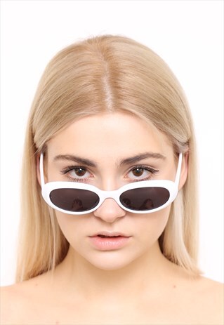 THIN WHITE OVAL 90S SUNGLASSES UV400