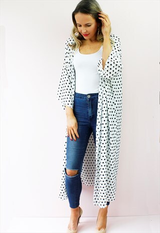 POLKA DOT FESTIVAL BEACH COVER UP KIMONO TOP