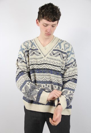 VINTAGE PATTERNED KNIT 90'S JUMPER